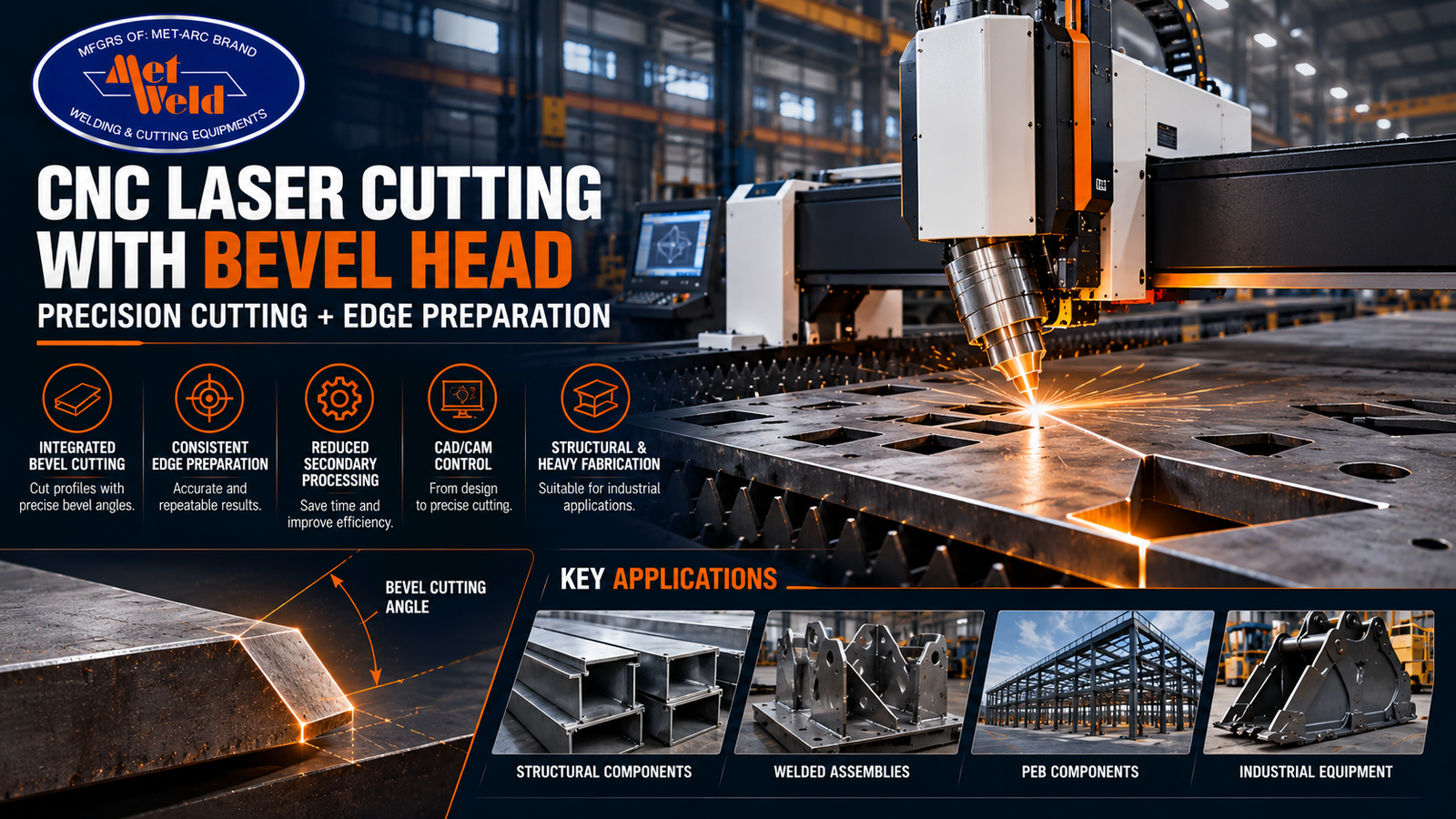 CNC Laser Cutting Machine with Bevel Cutting Head